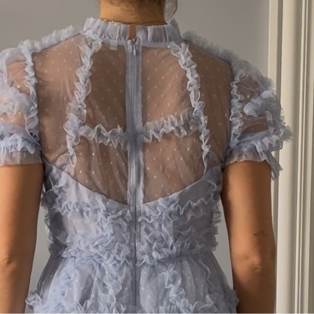 Elegant Blue Ruffled Dress - Picture 8 of 8